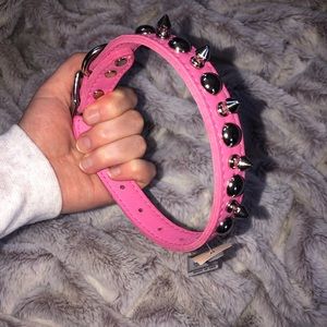 16” Pink Studded Dog Collar